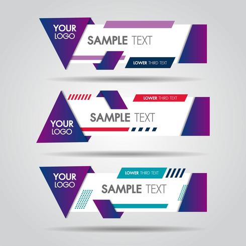 Lower third white and colorful geometric set of banners vector