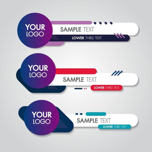 Lower third white and colorful contemporary set of banners vector