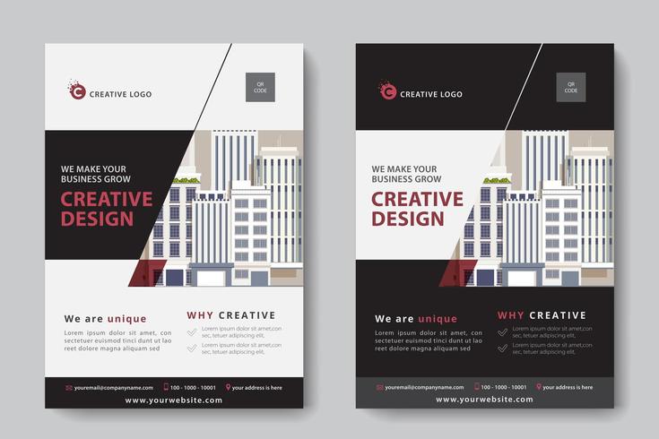 Black, Red and White Angled Cutout Corporate Business Template vector