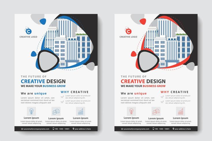 Blue and Red Rounded Triangle Cutout Corporate Business Template vector