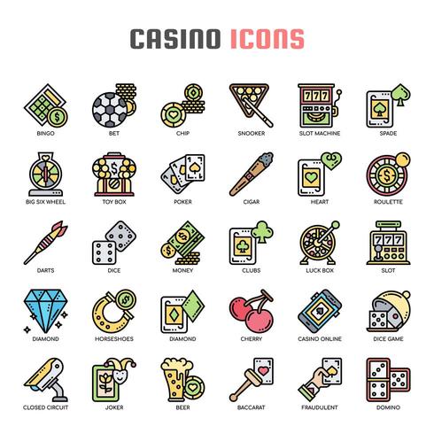 Casino Thin Line Icons vector