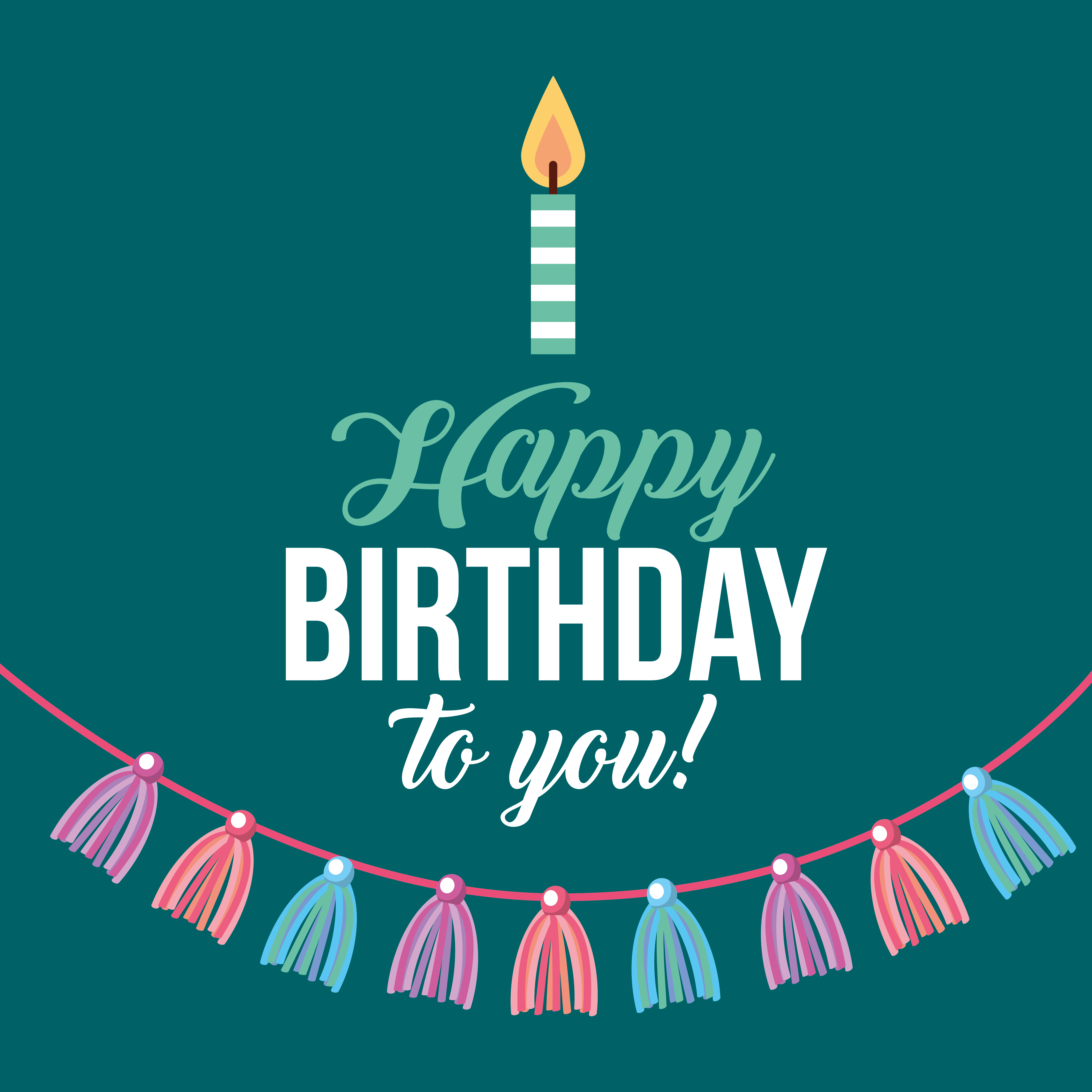 Download happy birthday card with candle and tassels - Download Free Vectors, Clipart Graphics & Vector Art
