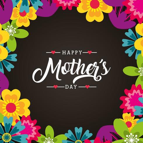 floral mothers day card vector