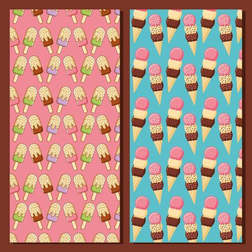 ice cream bar and cone patterns vector