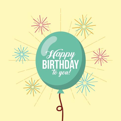 happy birthday card with balloon and fireworks 685651 Vector Art at ...