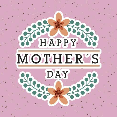mothers day card with floral and golden borders vector