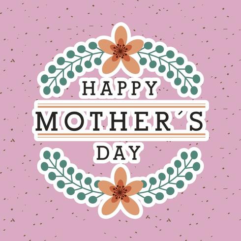 mothers day card with floral and golden borders vector