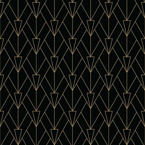 patrón art deco simple negro y dorado vector