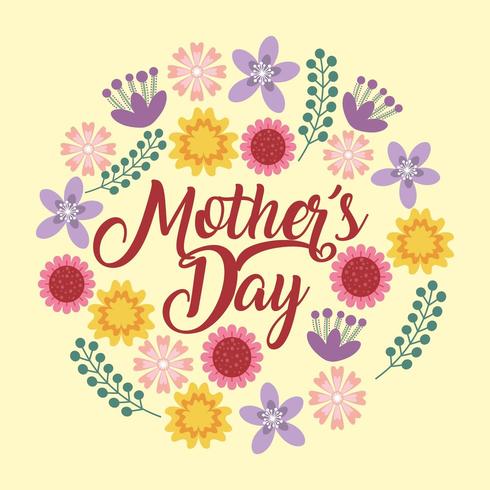 mothers day floral card vector