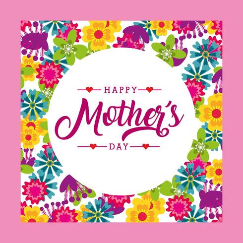 Floral mothers day card vector