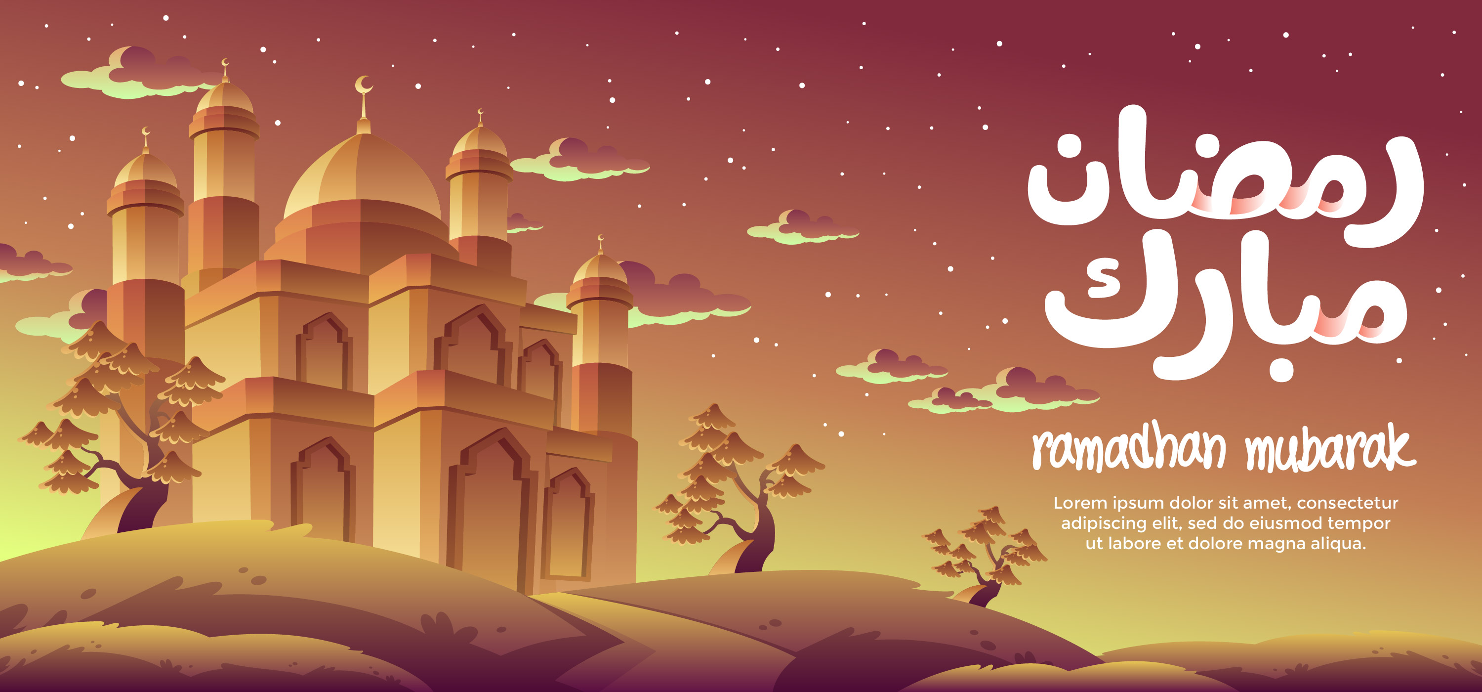 Ramadhan Mubarak With A Magnificent Golden Mosque ...