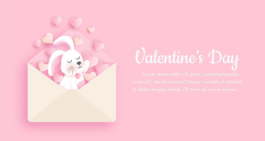 Valentine's day Bunny Letter Background vector