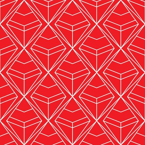 seamless red and white diamond geometric pattern vector