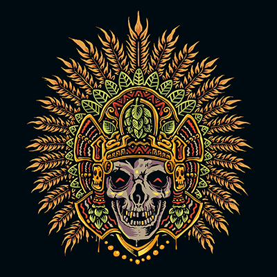 Hand draw aztec skull vector