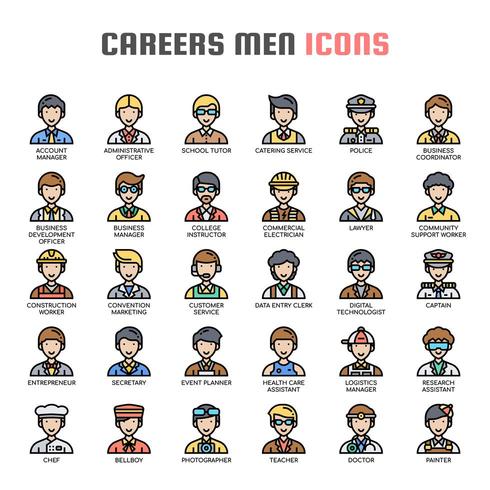 Careers Men Thin Line Icons vector