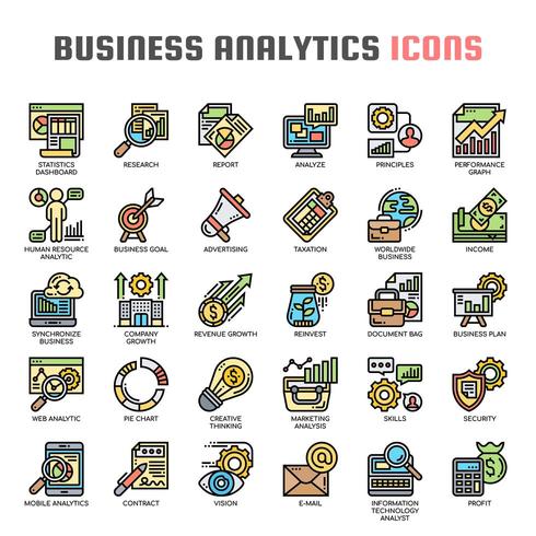 Business Analytics Thin Line and Pixel Perfect Icons vector