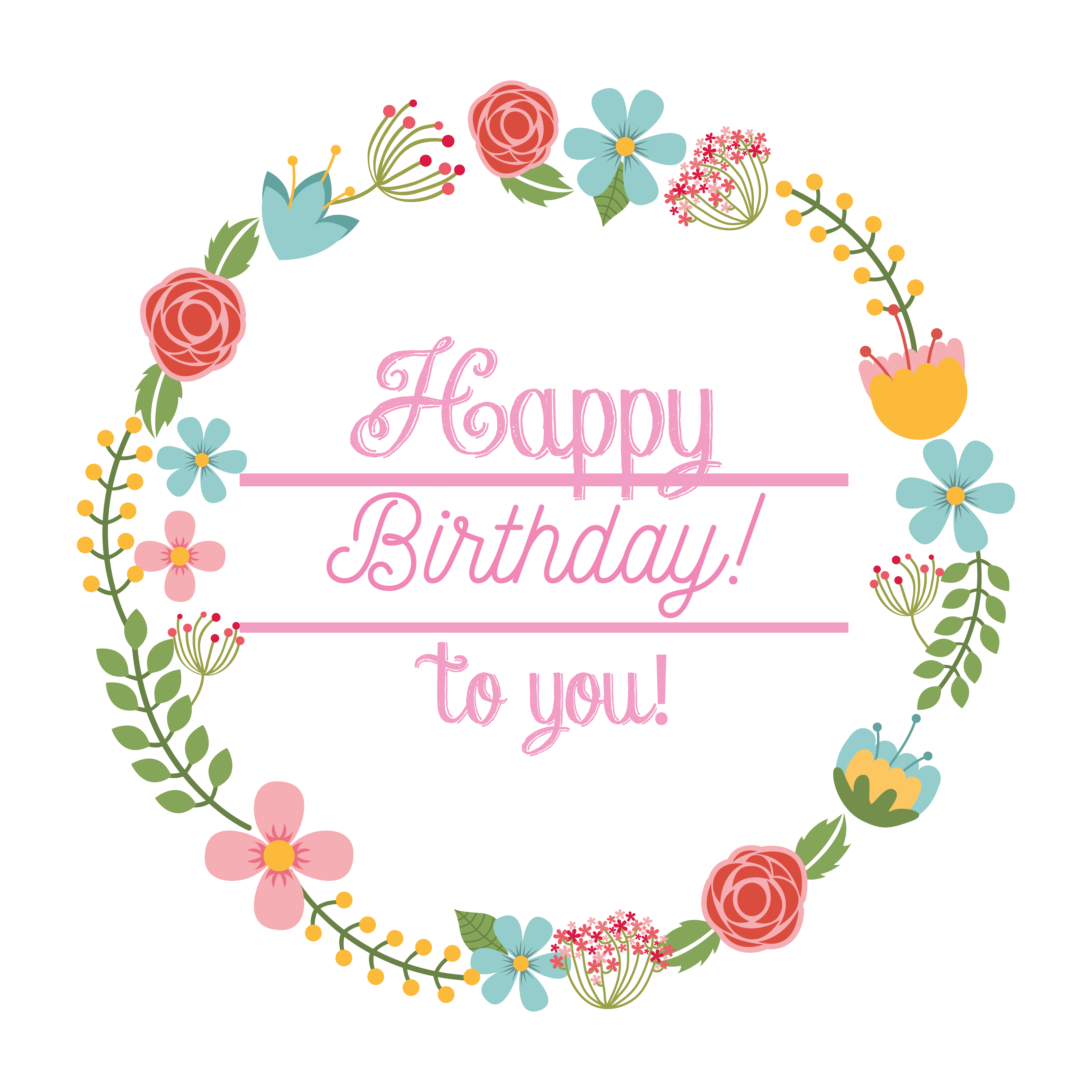happy birthday card floral wreath 685790 download free