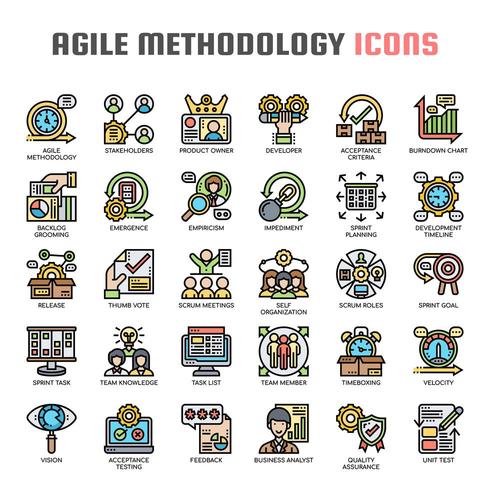 Agile Methodology Thin Line Icons vector