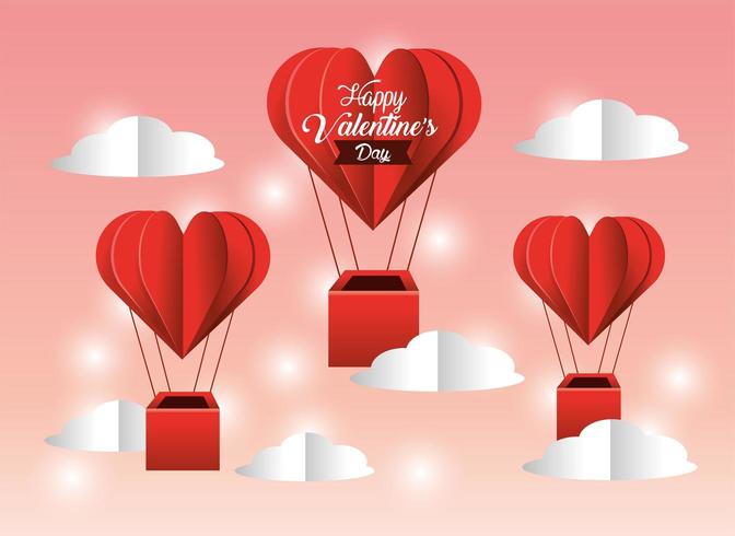 hearts air balloons to valentine day vector