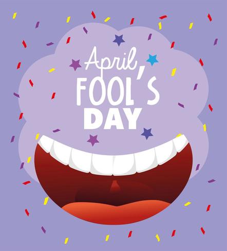 smile mouth with teeth to fools day vector