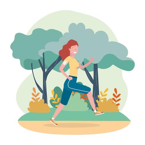 mujer practica correr ejercicio actividad vector