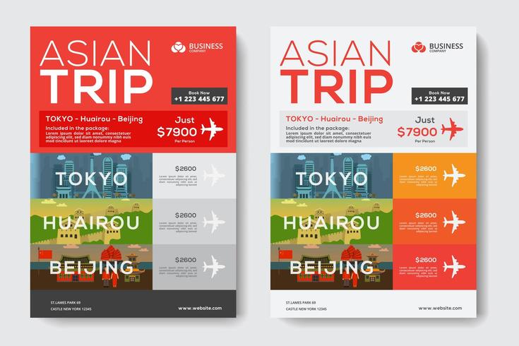 Corporate Business Template with Asian Travel Theme vector