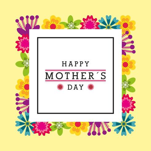 mothers day card with text box and flower decorations vector