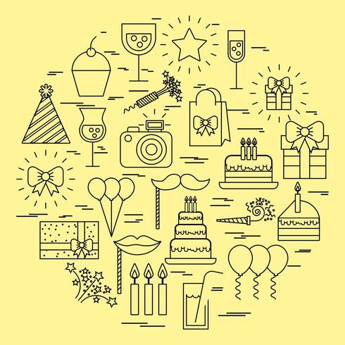 birthday and party icon collection vector