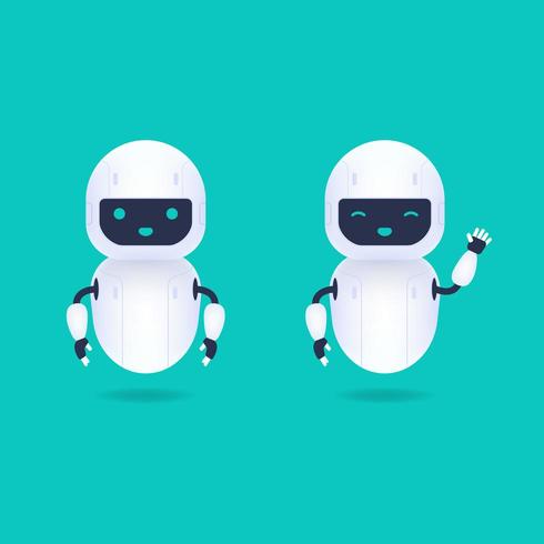 White friendly android robot characters vector