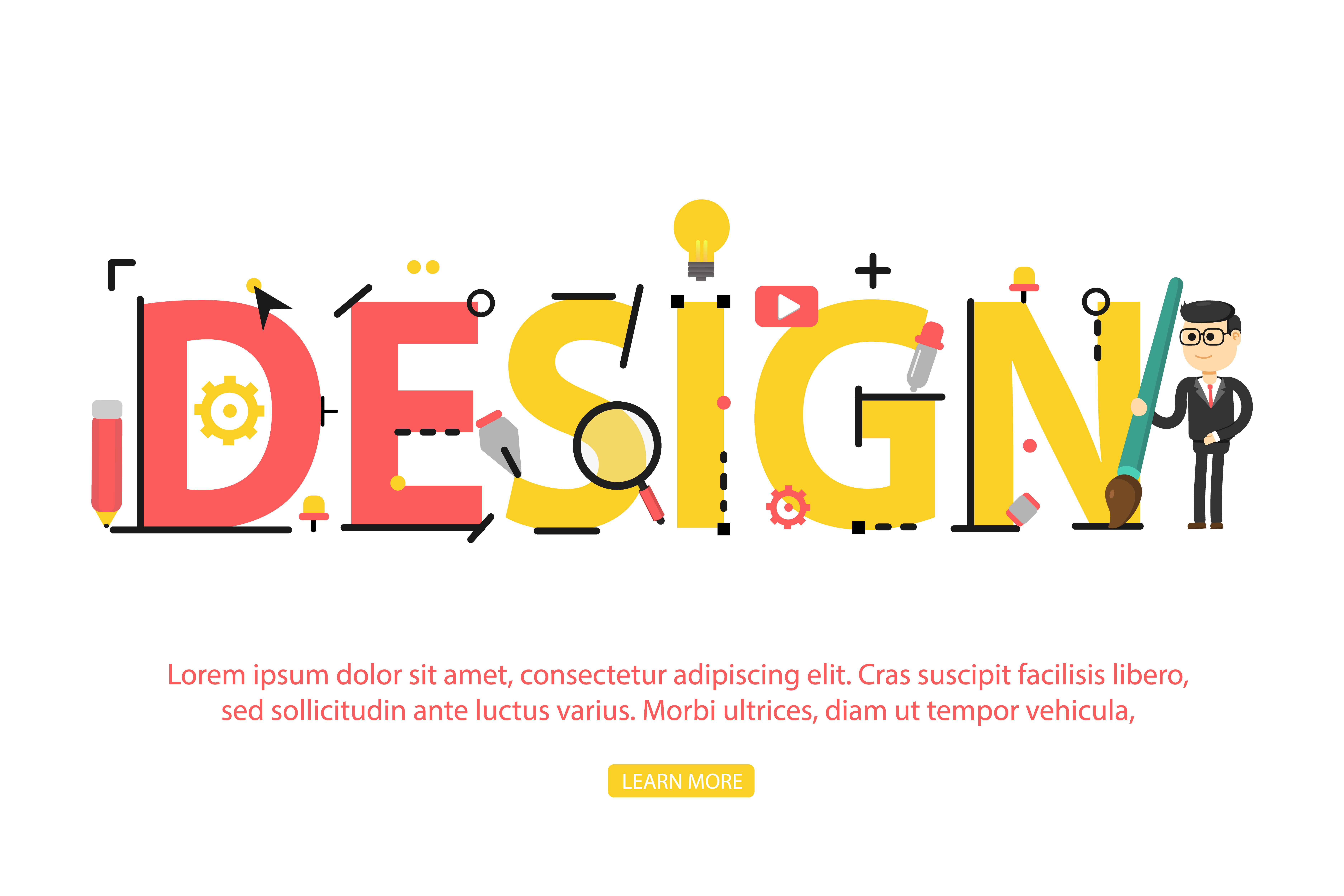 concept of word design with creative icons 686019 vector creative words design