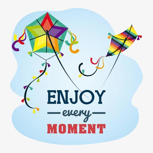 Enjoy Every Moment Message with Kites vector