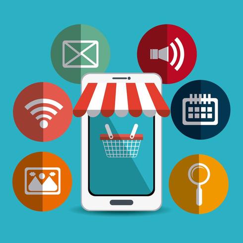 Compras, comercio electrónico y marketing vector