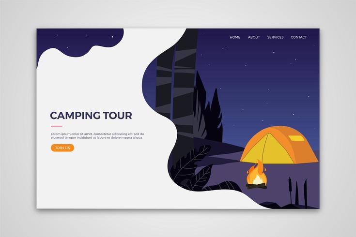 Camping Tour Landing Page Template vector