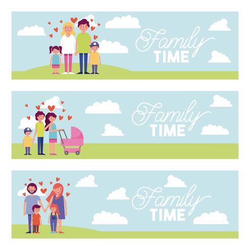 Family Time in Park Set vector