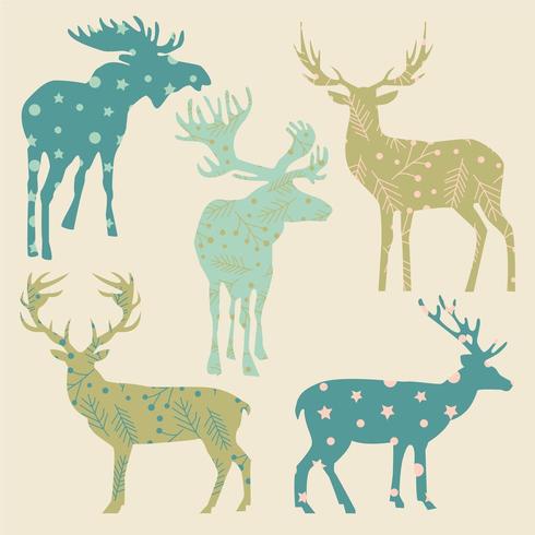 Set of deer  and moose. vector
