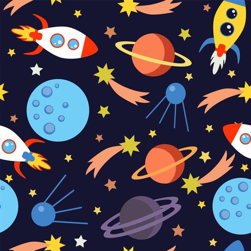 Kids space seamless pattern. vector