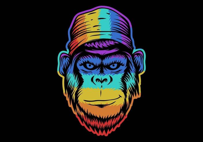 colorful smiling monkey head vector