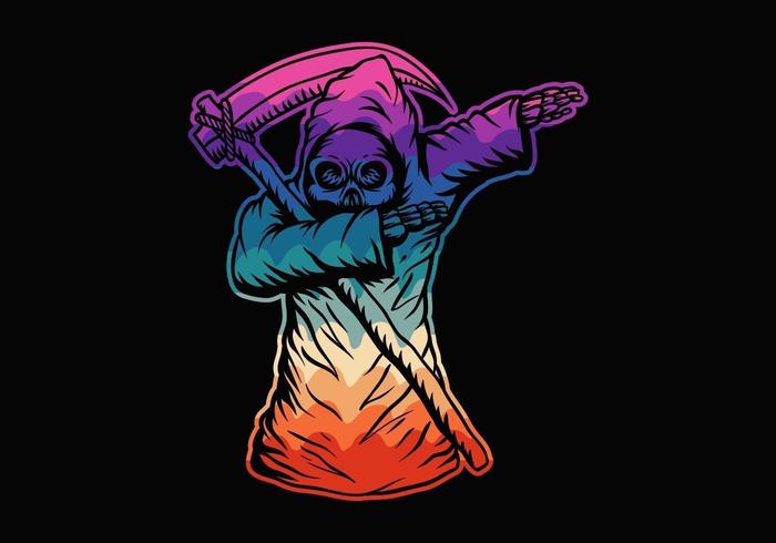 colorful dabbing death skull vector