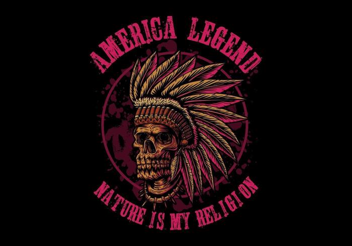 Skull indian America legend vector