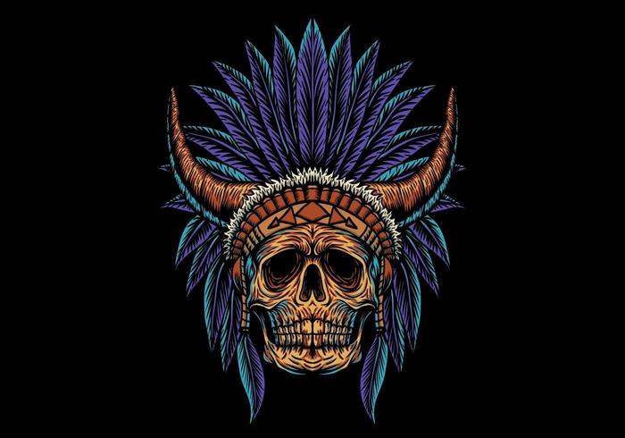 skull indian with horns vector