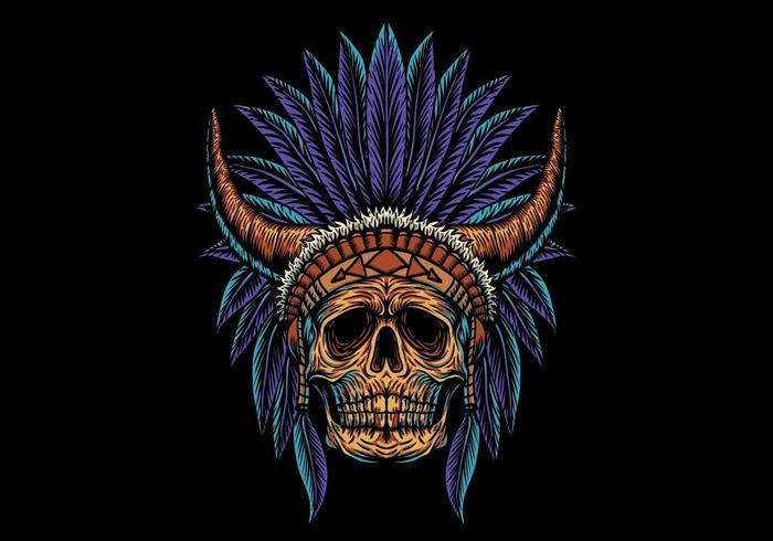 skull indian with horns vector