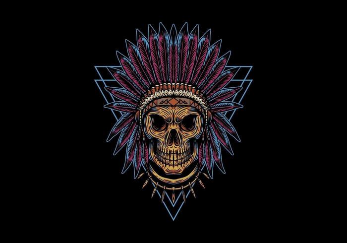 skull indian triangle badge vector