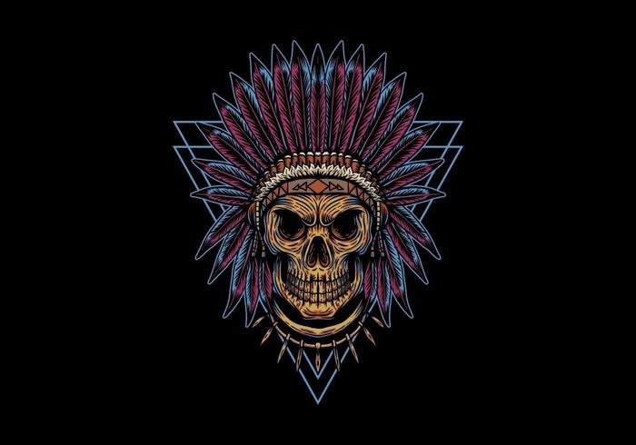 skull indian triangle badge vector