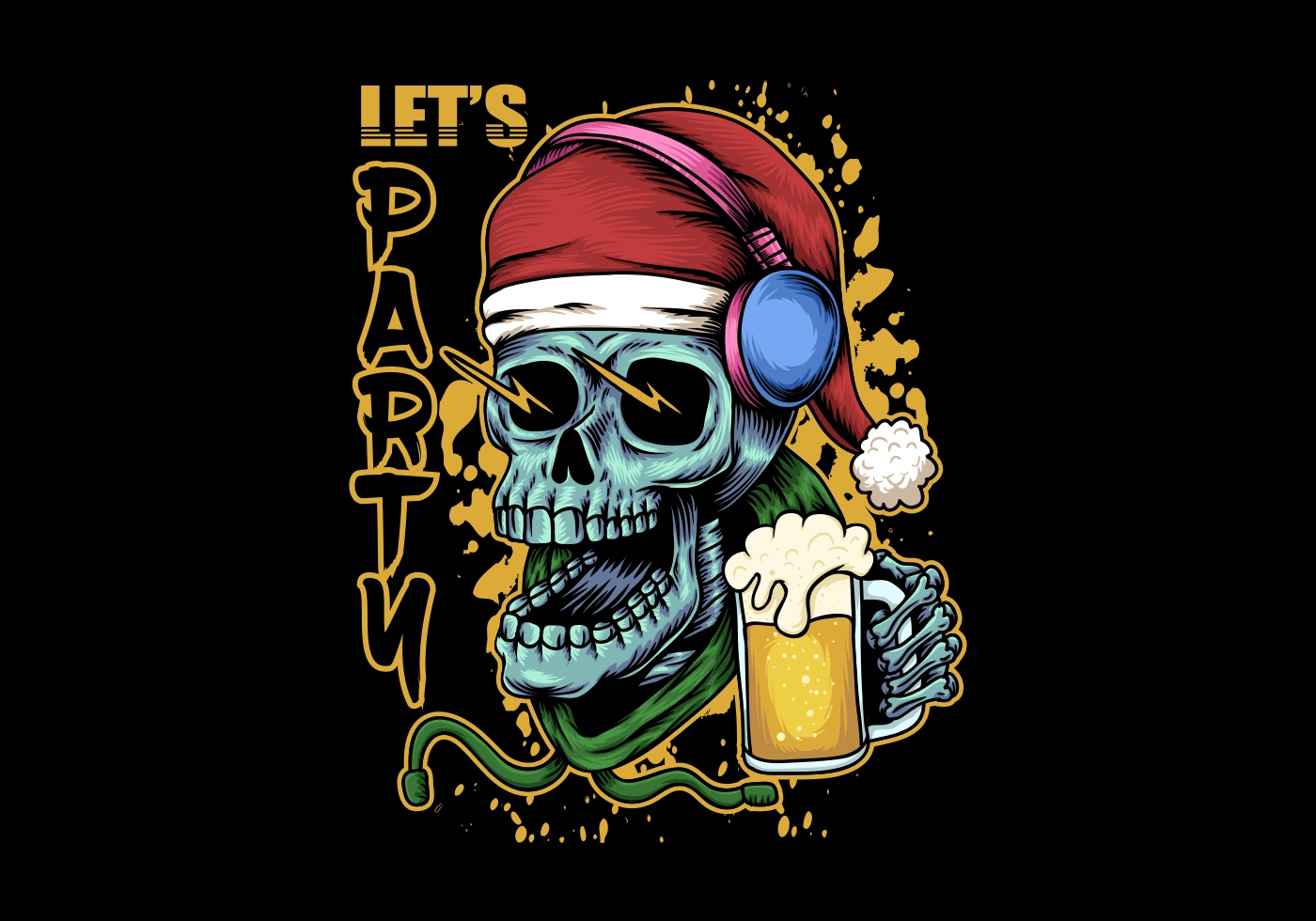 Skull beer christmas illustration 686214 - Download Free Vectors