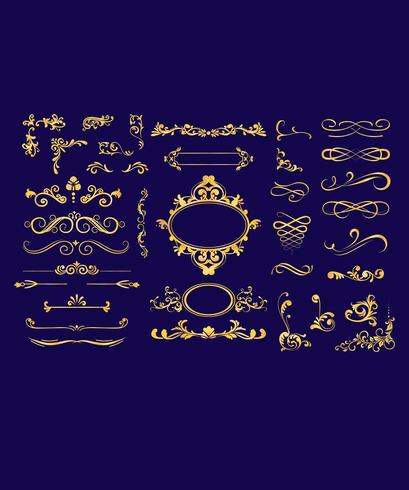 Calligraphic frame design set vector