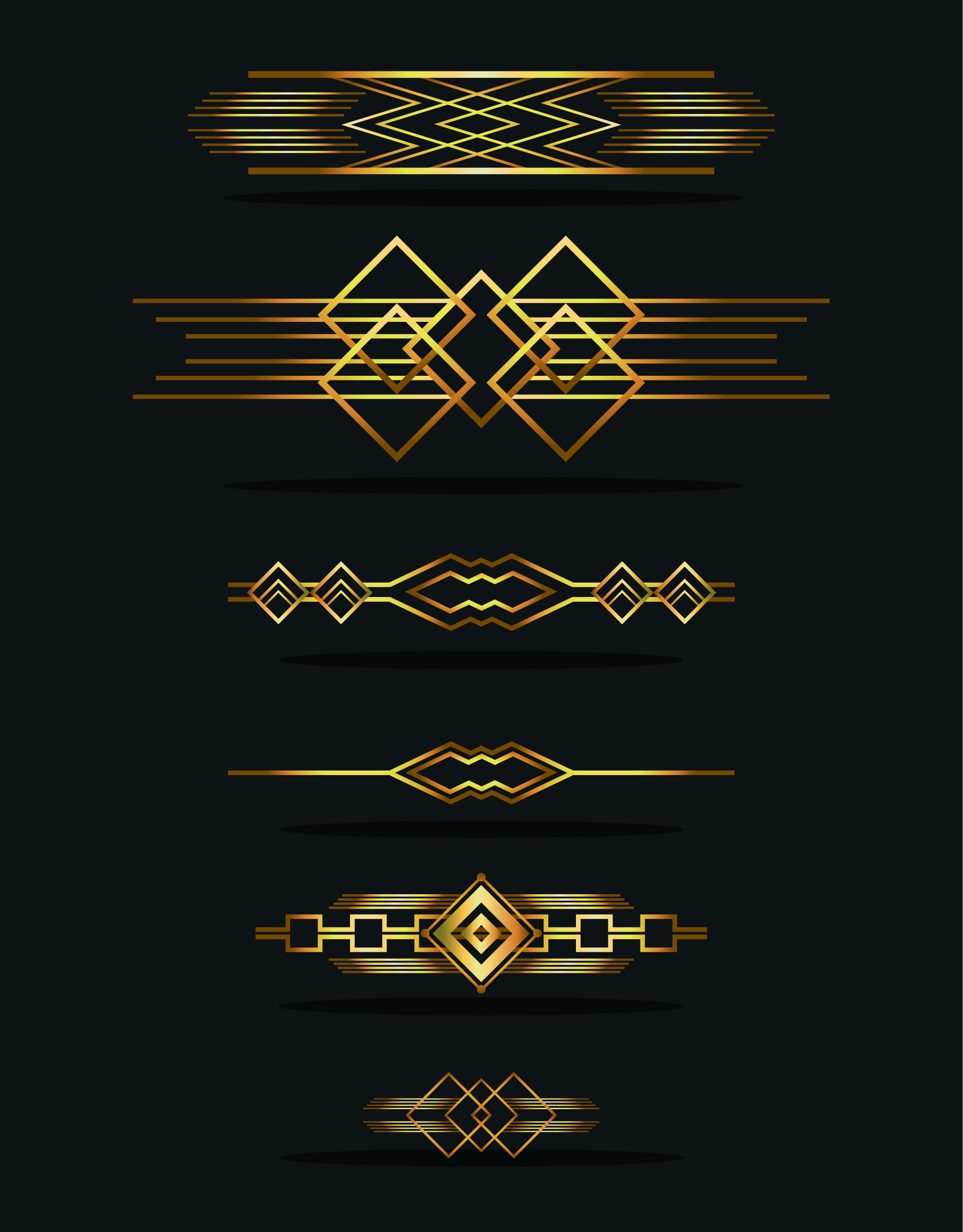 Download Gold retro geometric border elements - Download Free ...