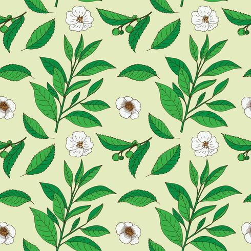 Arbre A The Feuilles Et Fleurs Modele Sans Couture Vintage