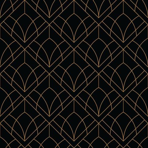 black and gold art deco geometric pattern vector