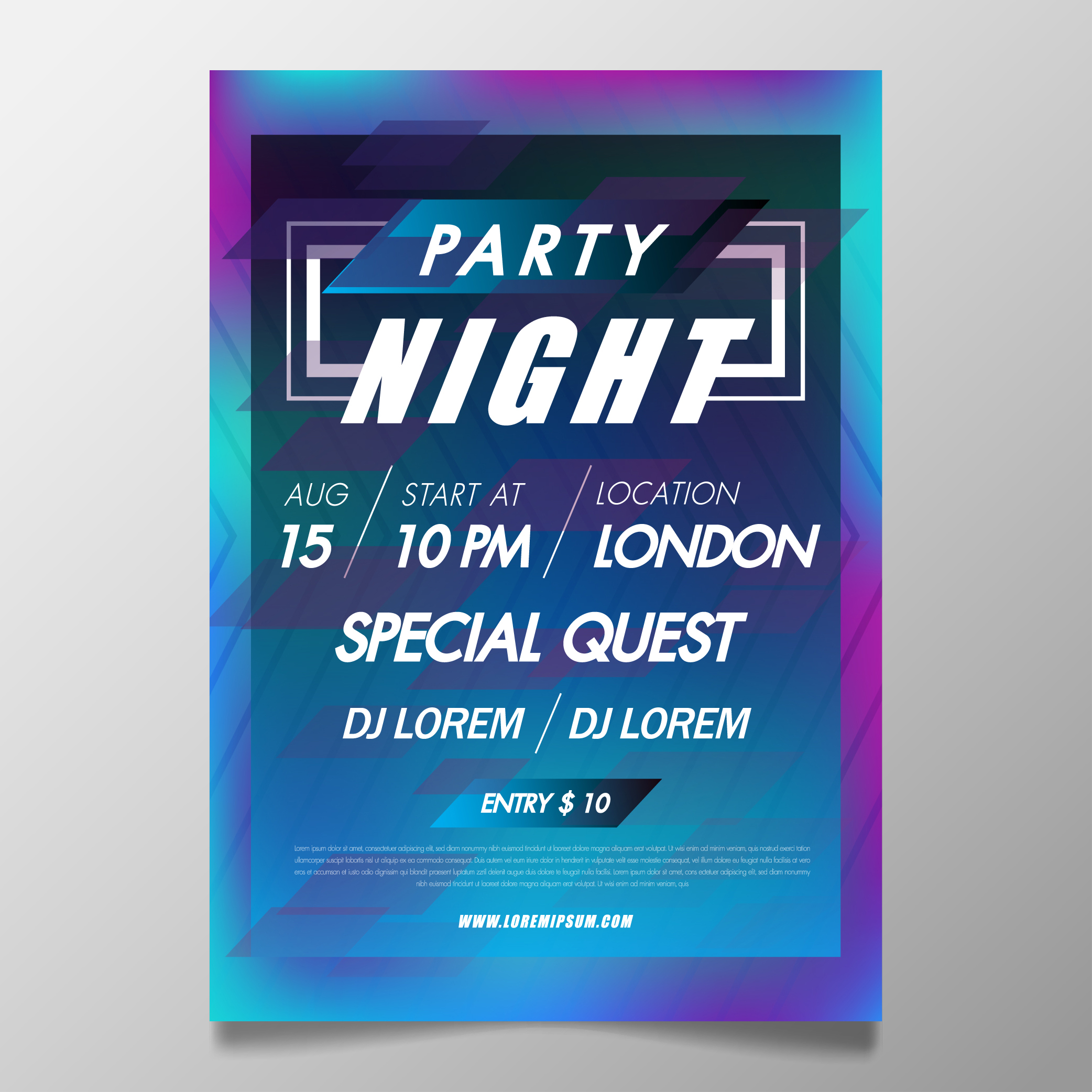 Music festival poster template, colorful night club party flyer 686314