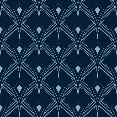 pointed overlapping shape seamless art deco geometric pattern vector